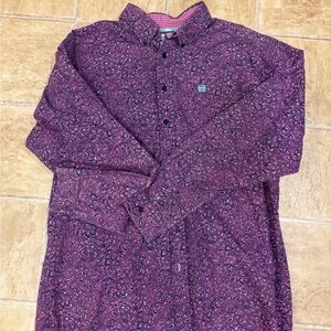 Cinch Purple Paisley Button Down Shirt